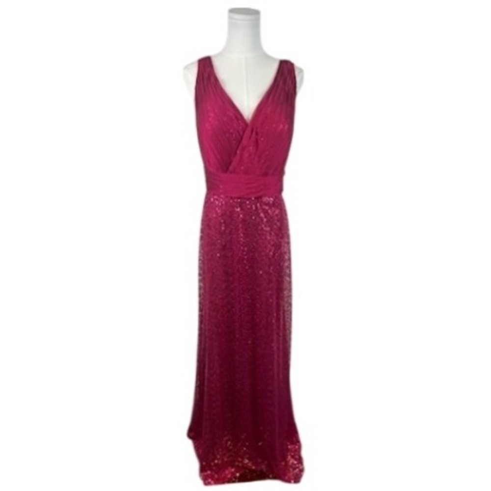 New La Femme Sequin Gown Formal Evening Dress Cranberry Red Pink Size 16 $468